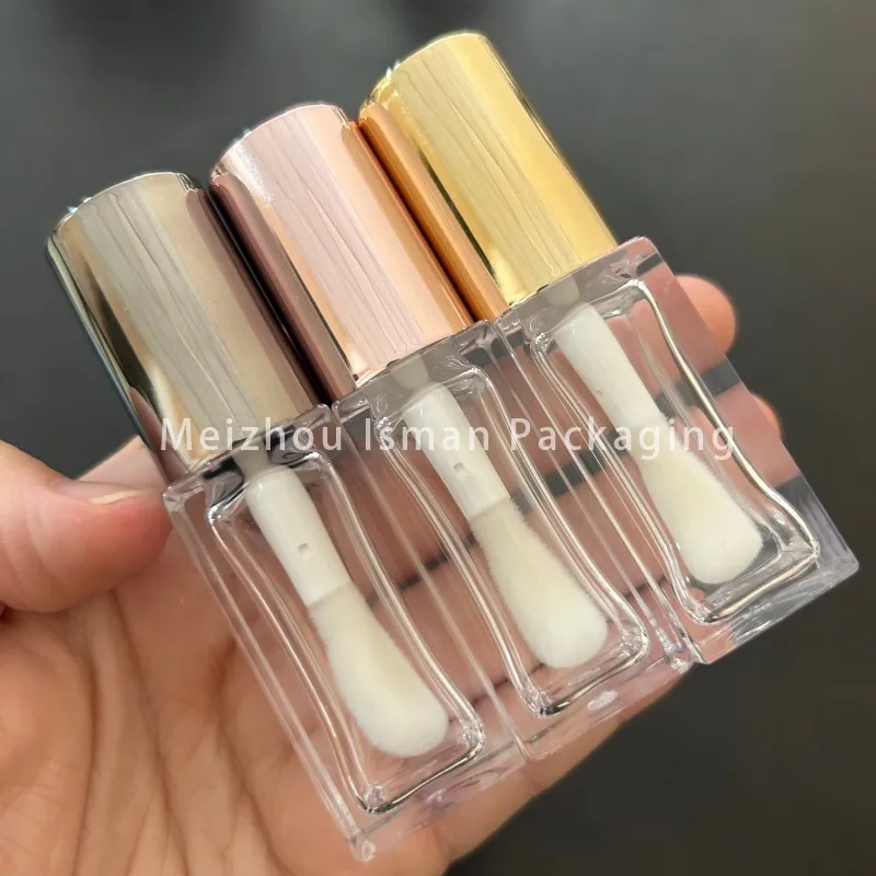 

50Pcs Clear Square Round 8ML Empty Lip Gloss Wand Tube Container Wholesale Cosmetic Big Brush Lip Oil Concealer Bottle Tubes