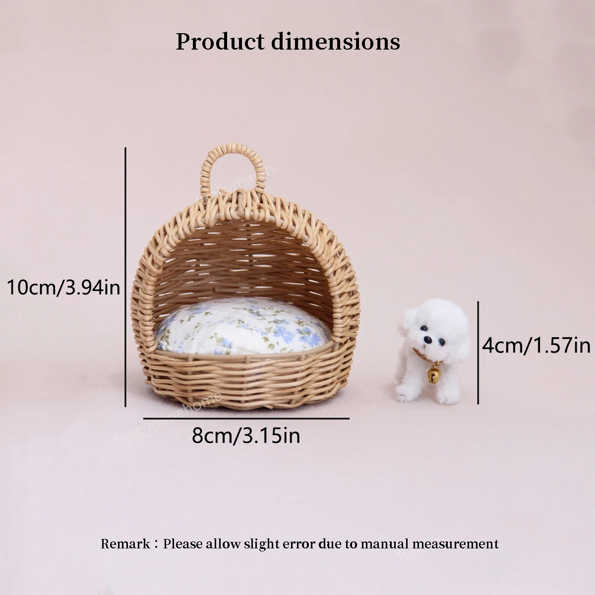 1:8~1:12 Miniature Woven Rattan Dog House, Twisted Rod Puppy, Miniature House Decorative Ornament, Sold Individually / Set Available