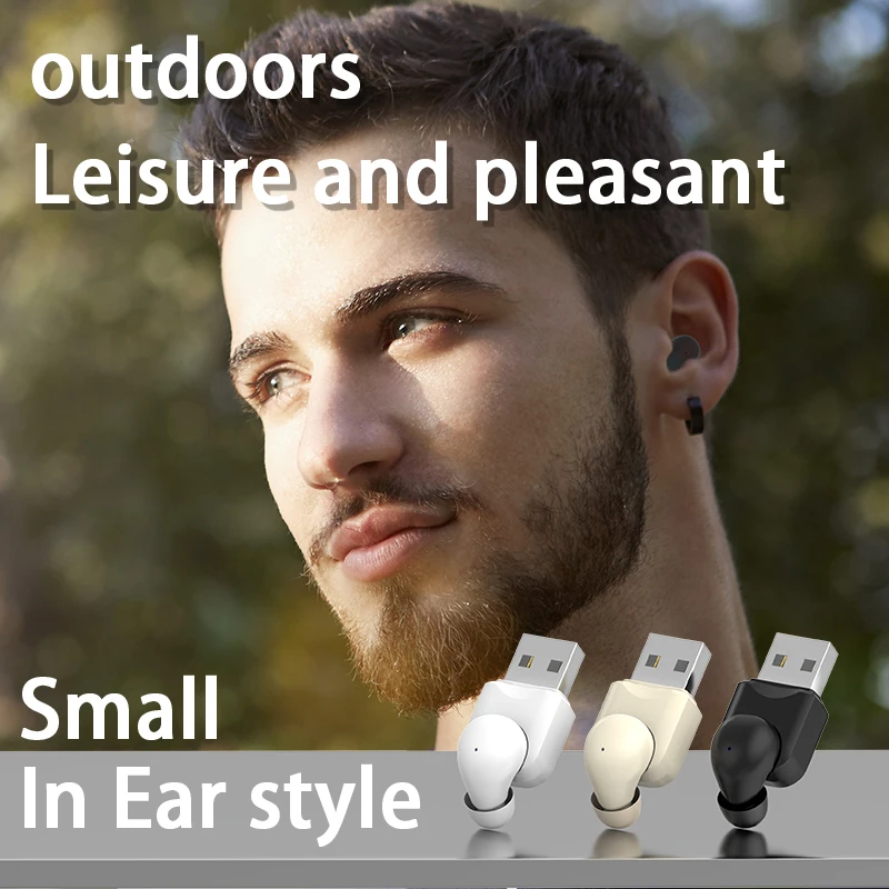 Brand new SK21 hidden wireless sleep Bluetooth earphones in ear mini earplugs, bean shaped small USB charging dock headphones