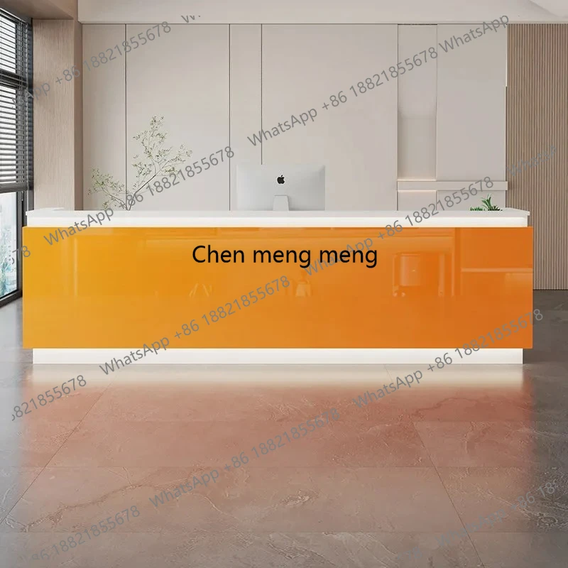 

Company Executive Reception Desks Led Lights Led Aesthetic Design White Display Reception Desks Mostrador Commercial Furniture