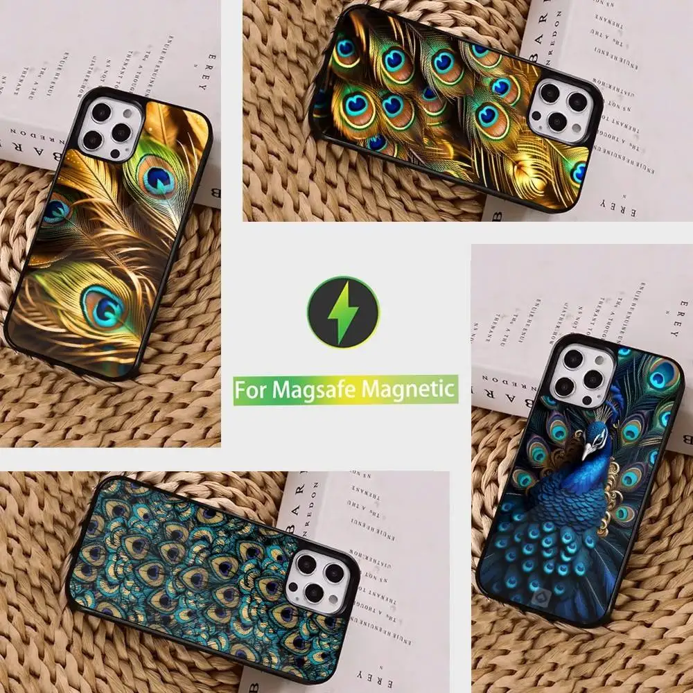 

Feathers Art Peacock Phone Case For iPhone 16,15,14,13,12,11,Pro,Max,Plus,Mini, Magsafe,Magnetic Wireless Charging Case
