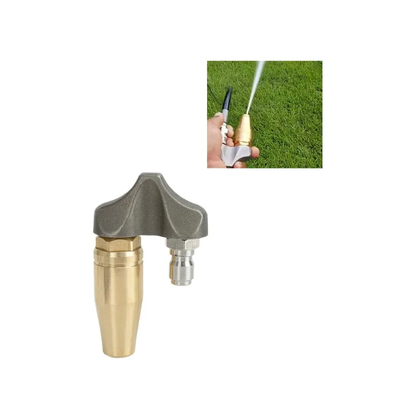 Brass Sewer Cleaning Nozzle, 1/4 Inch 12mm Quick Plug 360 Degree Rotary Jet Pipe Unclogging Head, Root Ranger Jet Nozzle