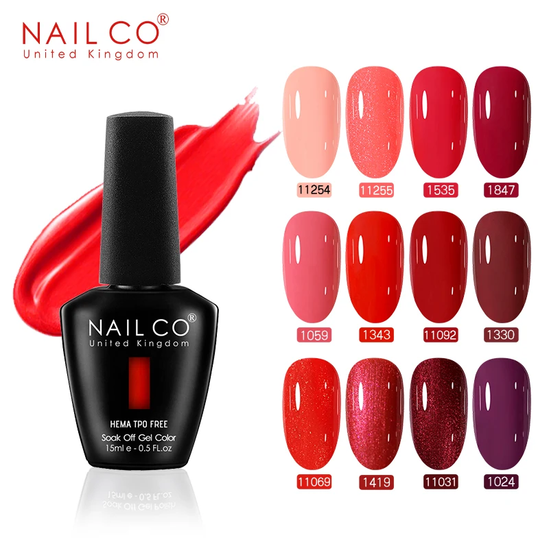 NAILCO nuevo 15ML Red Fire Color Series Gel esmalte de uñas arte semipermanente UV híbrido barniz suministros de uñas para profesionales