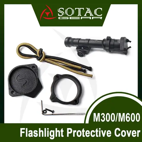 SOTAC 전술 스카우트 라이트 손전등 캡, M300/M600 시리즈 무기 라이트 보호 커버, 나일론 사냥 액세서리