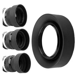 49mm/52mm/55mm/58mm/62mm/67mm/72mm/77mm/82mm 3-Stage Collapsible 3in1 Rubber Lens Hood Suit for Canon Nikon Pentax Camera