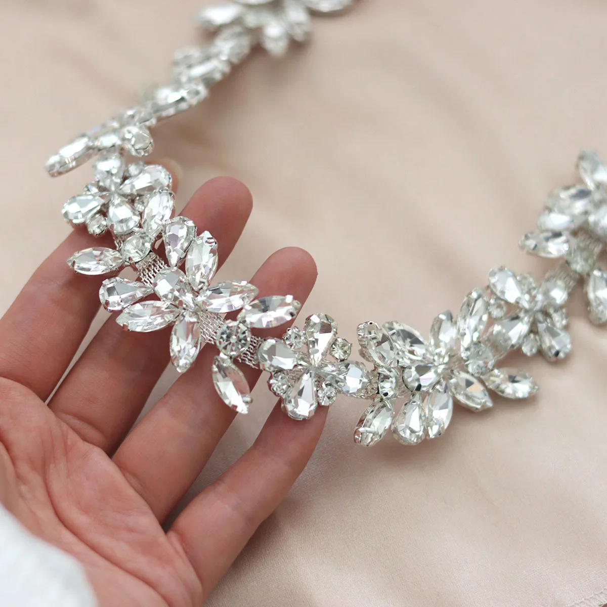 

Exquisite Marquise Rhinestone Chains Soldered Prong DIY Accessories for European Evening Gowns Clothing Decoration Jewelry