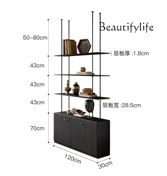 

Nordic ceiling shelf creative living room partition display stand floor storage side cabinet