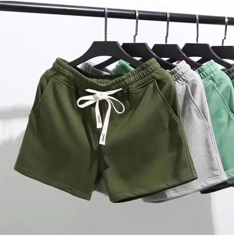 

Summer Loose Fitness Women Shorts Fashion Y2K Casual Ladies Grey Black Solid High Waist Shorts Elastic Waist 2024 Short