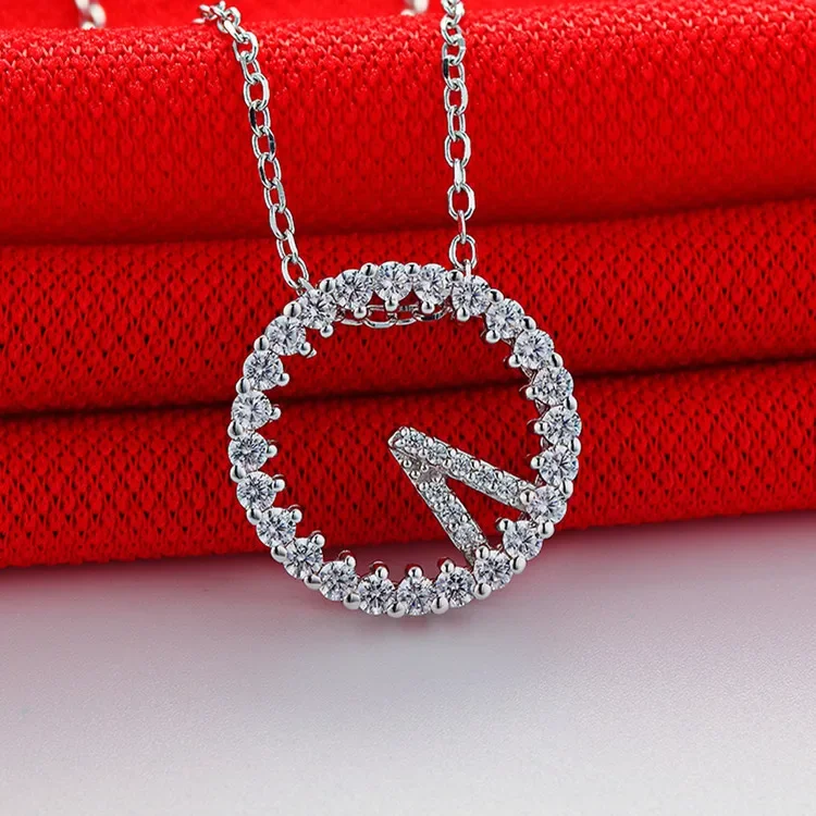 Colgante de reloj de platino sólido PT950 520, collar de círculo de Micro Diamante, regalo de oro de 18 quilates