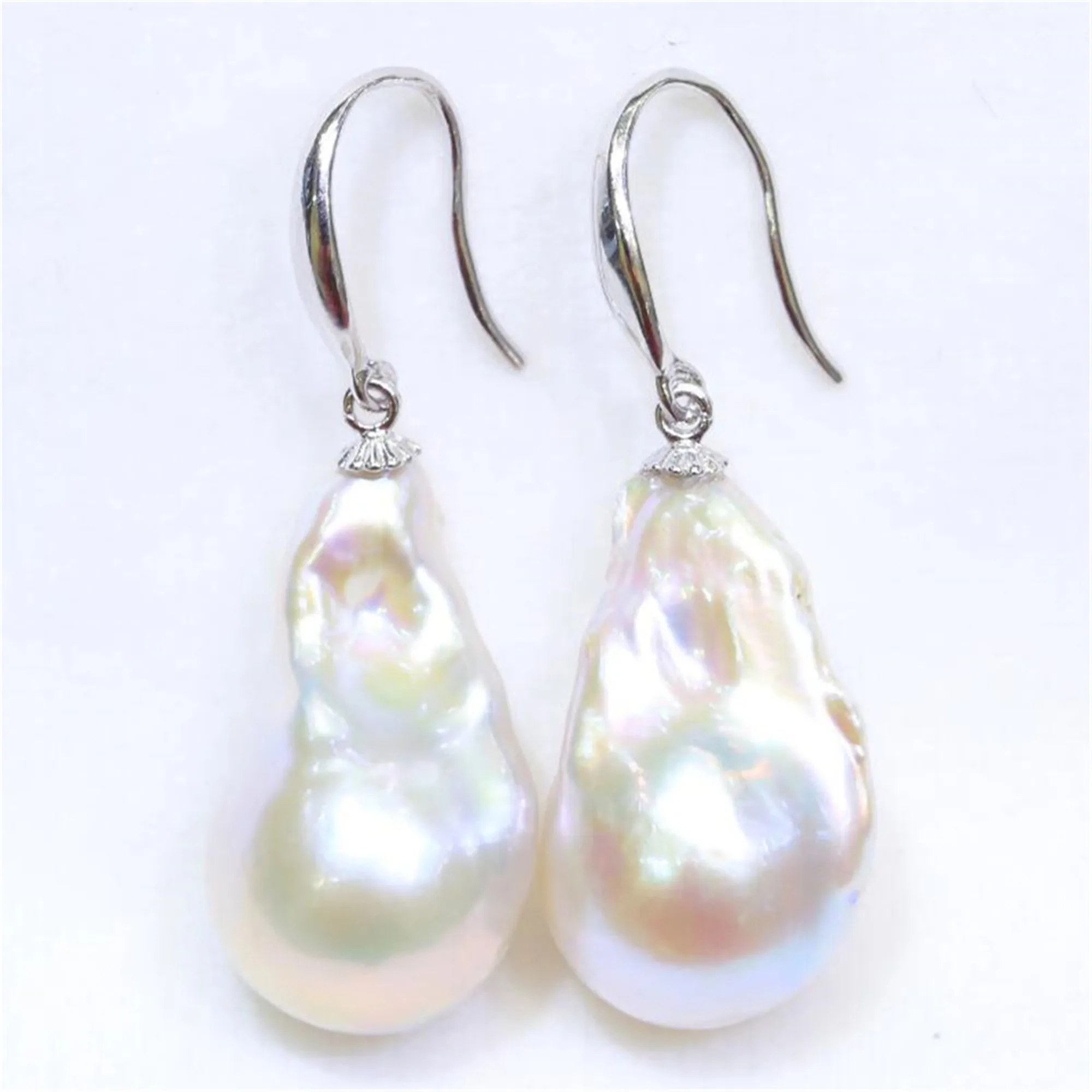 

Handmade Freshwater pearls whitebaroque pearl earrings Eardrop Drop Gemstone Meisje Crystal Silver Dangle Women Ear