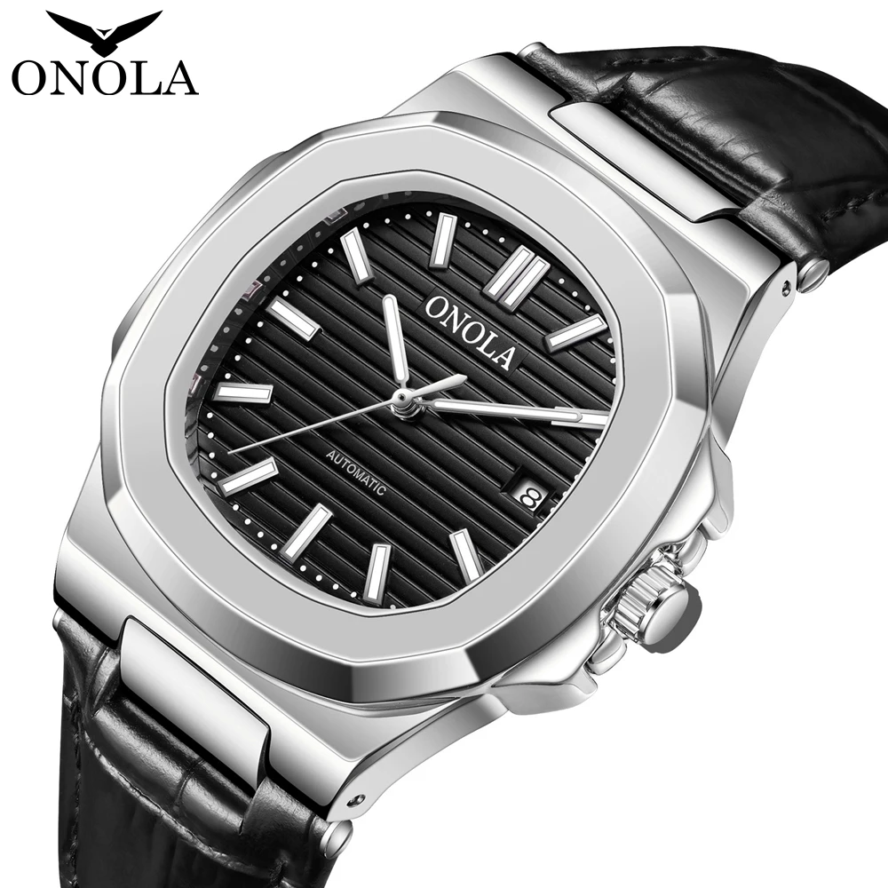 Fashion fully automatic mechanical men\'s watch ONOLA high-quality waterproof leather watch men\'s clock