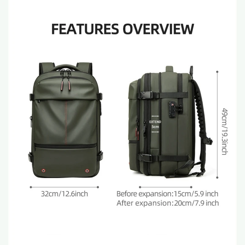 Travel Men 17 inch Laptop Backpack vacuum compression Backpack Business Large Capacity school Backpack expand outdoor backpack