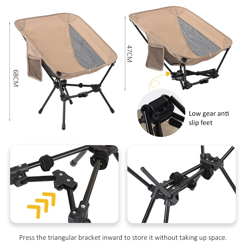 Portable Camping Chair Backpacking Chair Ultralight Folding Chair - Compact, Lightweight Foldable Chairs for Hiking, Beach