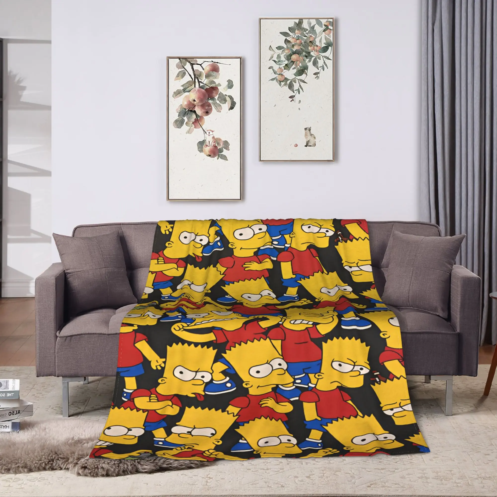 The S-simpsons  Blanket  Soft Print Plush Throw Blanket For Bedroom Camping Flannel Bedspread Bed Cover
