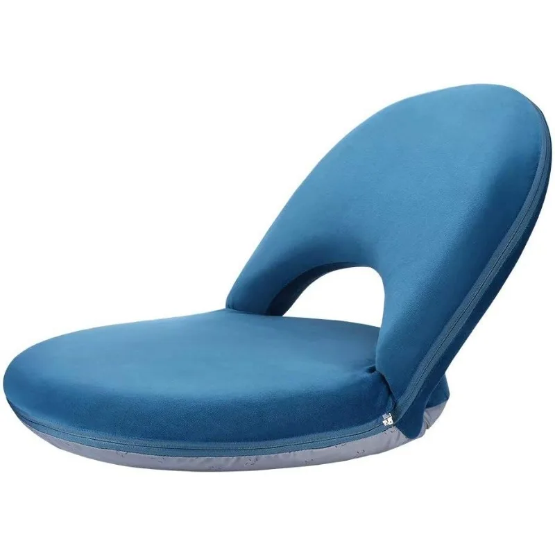 

Floor Chair Adjustable Back Support Chair Foldable Meditation Seating Suede-Like Fabric Multiangle Cushioned Recliner