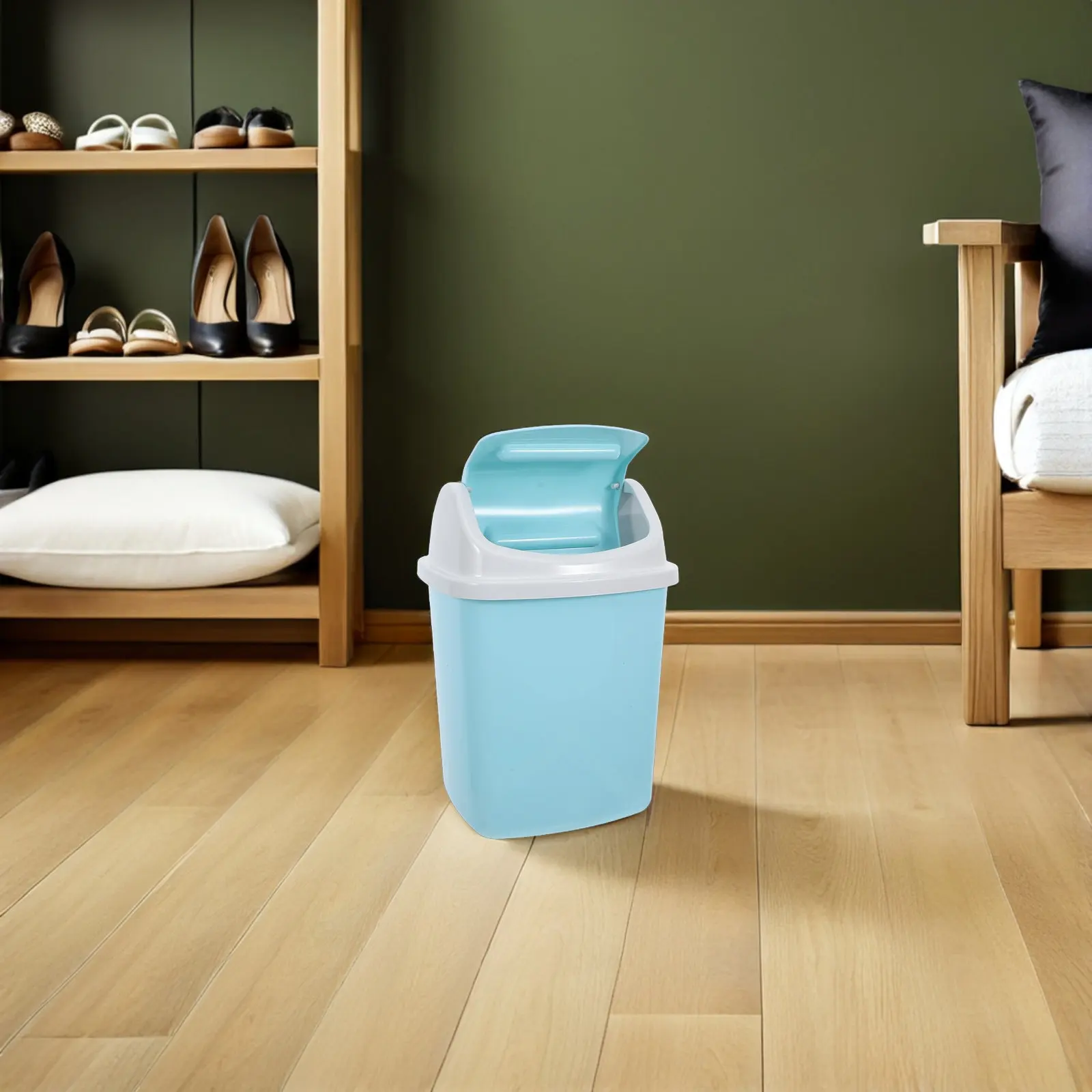 

13 Gallon Plastic Trash Can with Lid Heavy Duty Kitchen Trash Bin for Indoor Outdoor Use Odor Resistant Easy