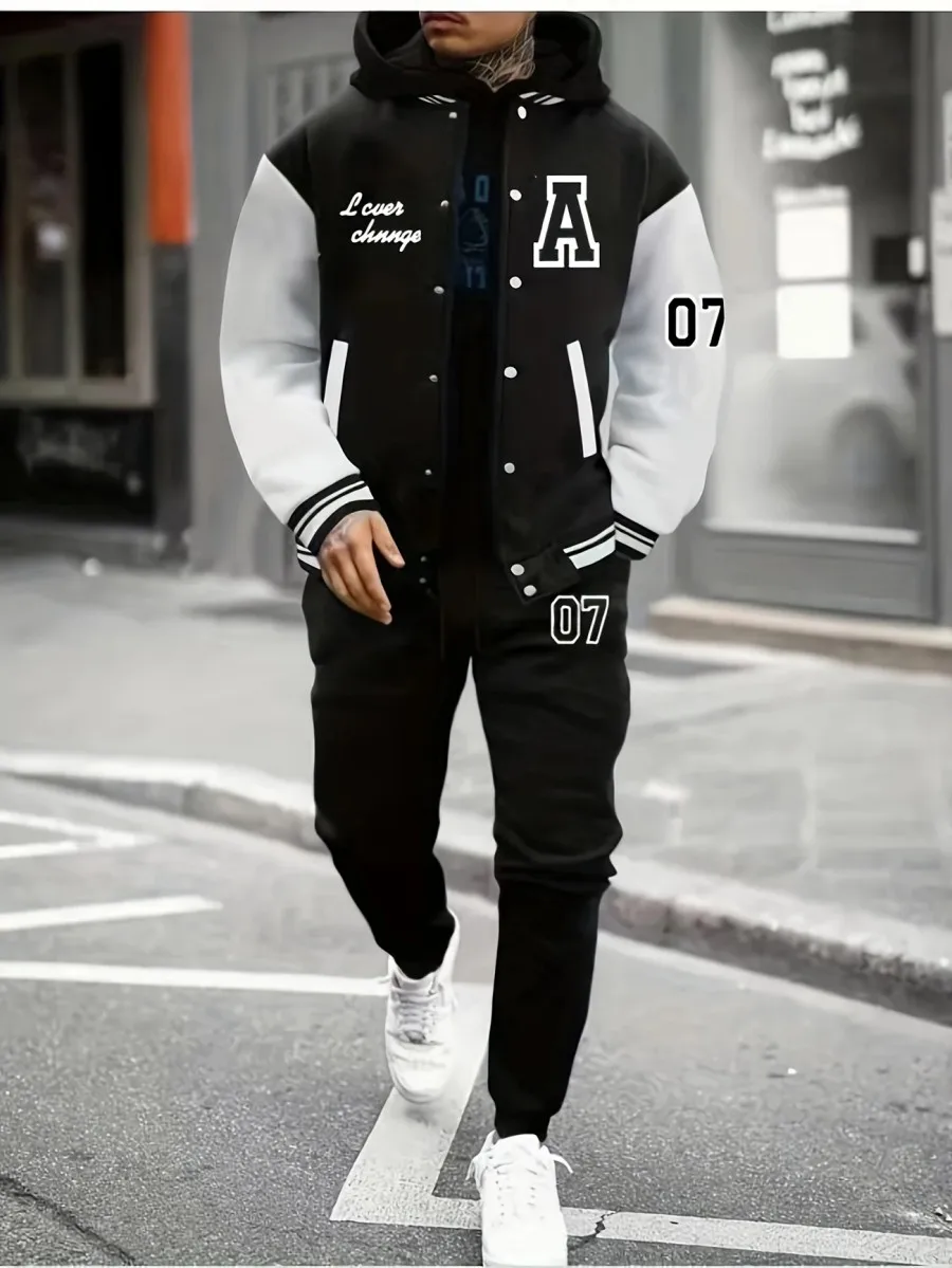 Conjunto de traje de béisbol deportivo informal de moda A07 de 2 piezas para hombre - estampado A07 sin interior ni sombrero incluido