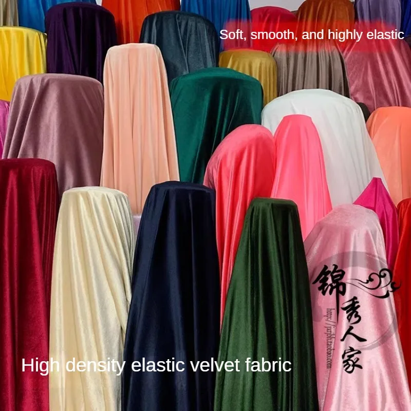 Thickened Elastic Velvet Fabric Per Meter for Upholstery Dress Sofa Bedding Pajama Sewing Velour Cloth Smooth Anti-wrinkle Plain