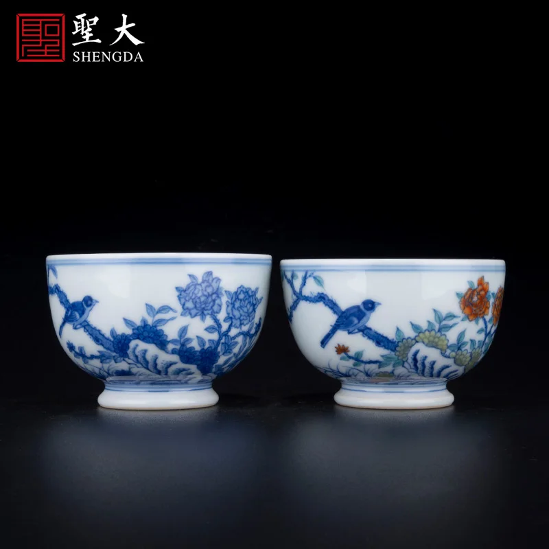 |imitation yongzheng bucket decorated finch figure masters cup jingdezhen handmade sample tea cup high-grade porcelain