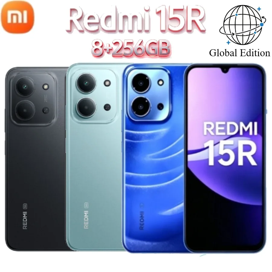 Redmi 15R 5G Global Version Smartphone 8GB+256GB Large Capacity 6000mAh Long Battery Life Android 11 6.8' FHD+ Display