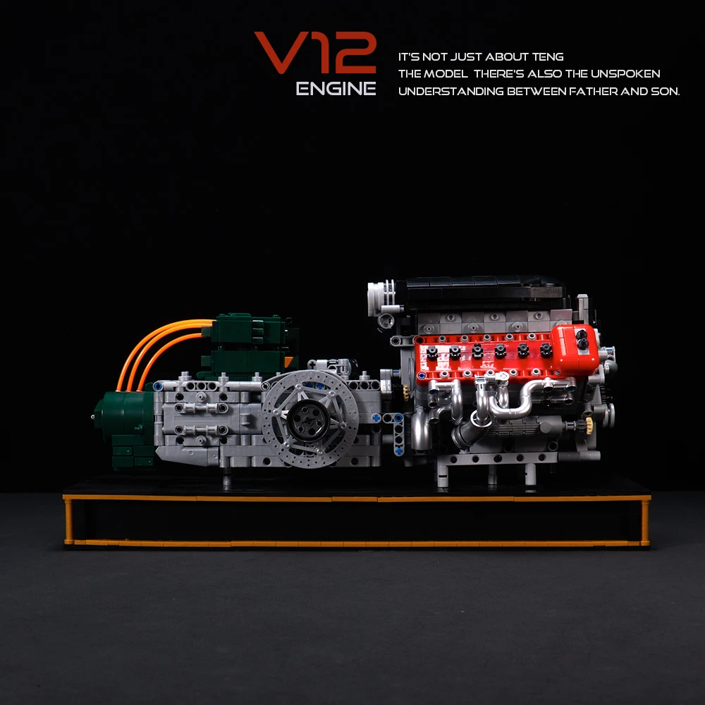 

2322-Piece Large Technic Group V12 Sports Car Red Engine Assembly Building Block Model, Christmas/Birthday Gift for Boys
