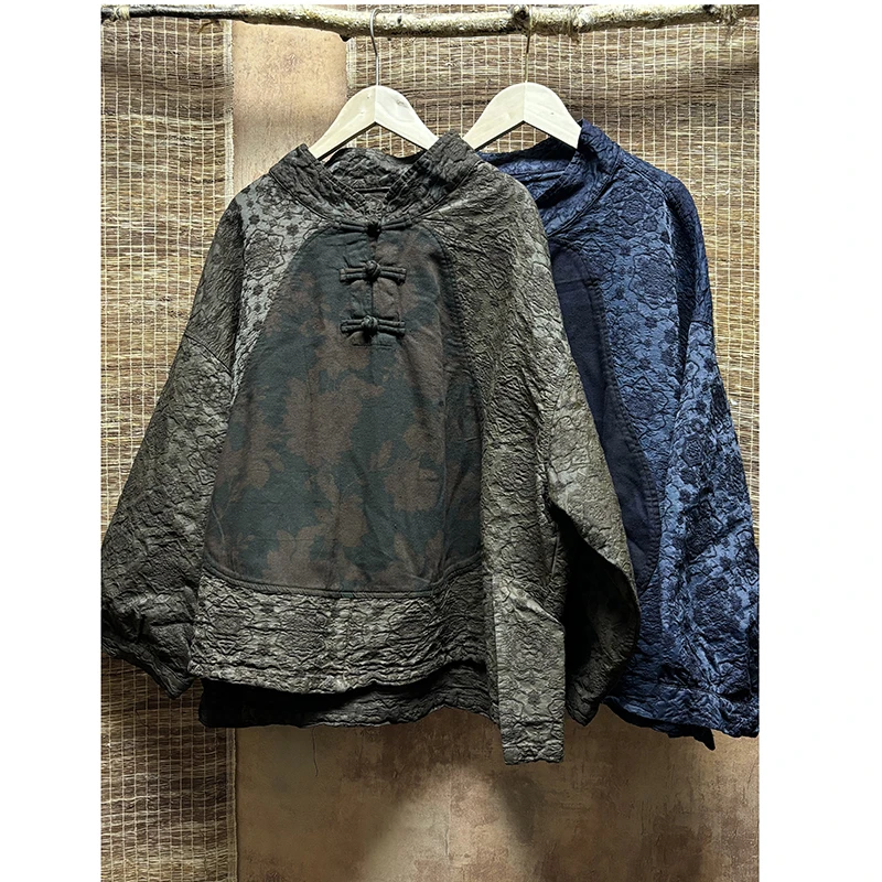 وصول جديد لربيع وخريف 2026: بلوزات نسائية كاجوال فضفاضة بأكمام طويلة وياقة دائرية، مطبوعة بتصميم مرقع، جودة عالية من القطن والكتان، موديل S159