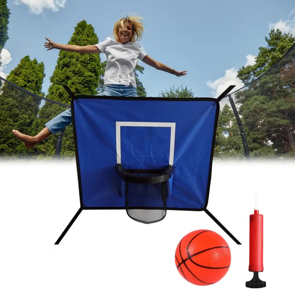 

Trampoline Basketball Set Kids Trampoline Basketball Hoop Set with Mini Balls Pump Weatherproof Entertainment Sport for Dunks