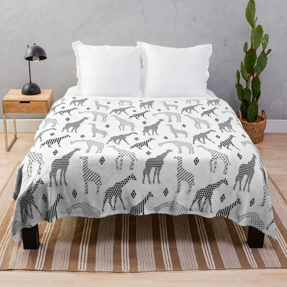 

Geometric Giraffes Throw Blanket Wrinkle Resistant Lightweight Blanket