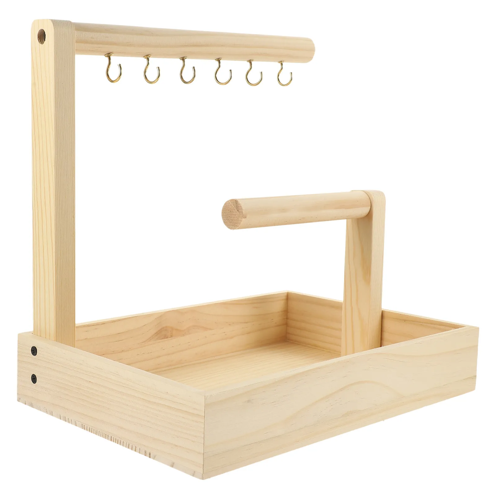 

Jewelry Stand with Tray Multi-Functional Wooden Display Stand for Necklaces Bracelets Keys Beads Jewelry Holder