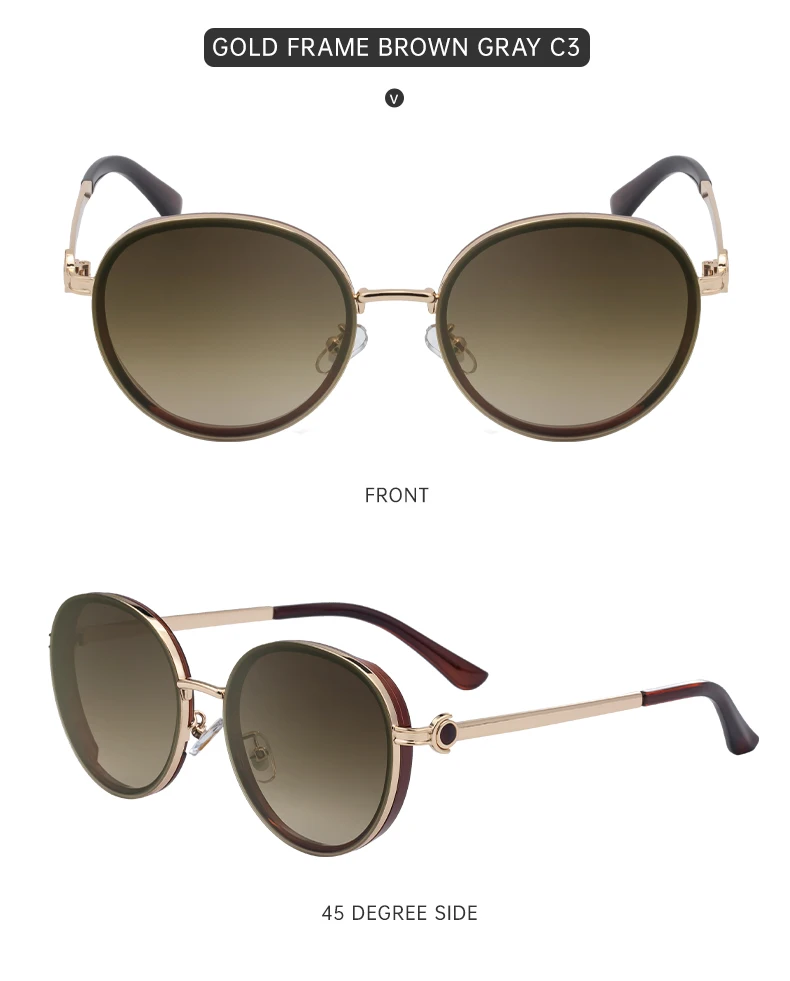 Übergroße runde Sonnenbrille für Damen, 2026, Luxusmarke, klassische Punk-Fahrsonnenbrille für Damen, Vintage-Metallrahmen, Schattierungen, UV400 – Detail 13