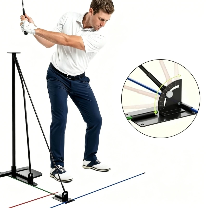 Adjustable Golf Alignment Rod Stand Practice Stand With Rod Pair for Swing Plane, Ball Position and Indoor Outdoor Golf Work