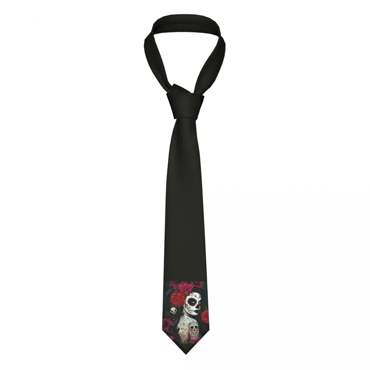 Sugar Skull Necktie Men Women Polyester 8 cm Beautiful Girl Neck Tie for Men Casual Wide Shirt Accessories Gravatas Cosplay