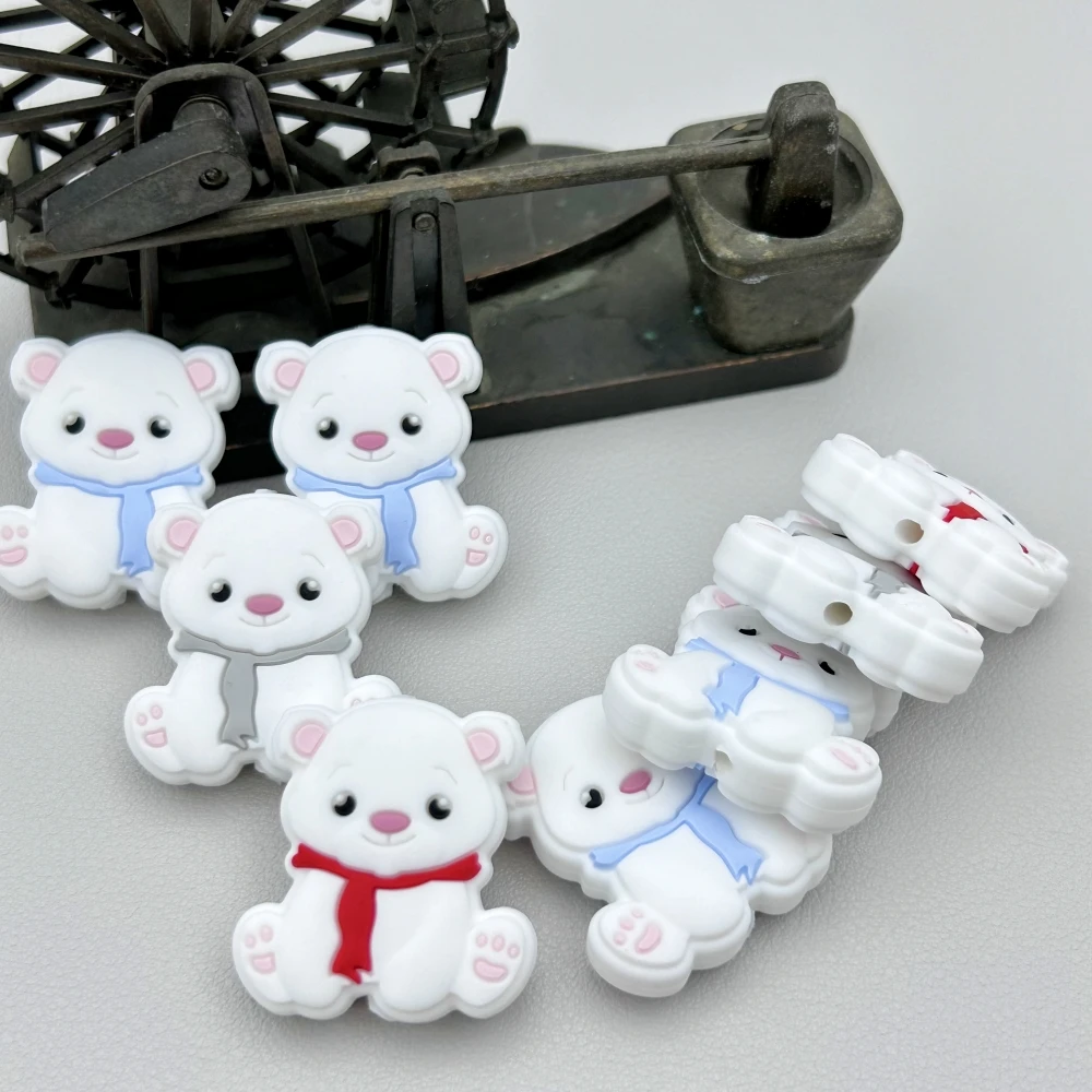 10PC Baby Silicone Bead Little Bear Beads Teethe Baby DIY String Pen Bead Nipple Chains Jewelry Accessories Teethe Kawai Gifts