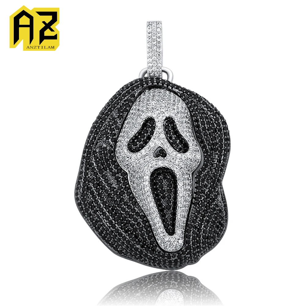 

Anztilam Iced Out Ghost кулон ожерелье с длинной цепочкой для женщин и мужчин латунь циркон хип-хоп ювелирные изделия Бесплатная доставка