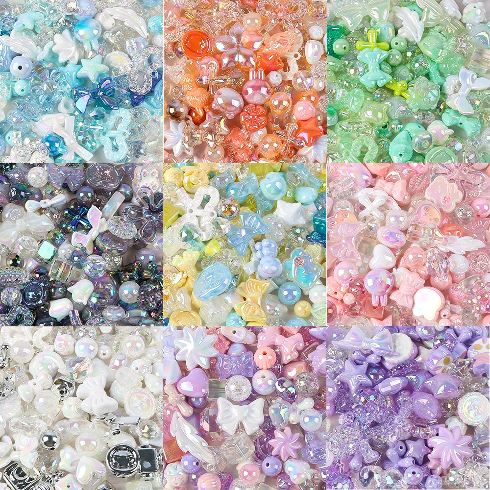 20g/lot Mixing UV Plated Acrylic Beads For Jewelry Making Loose Spacer Beads DIY Mobile Phone Chain Bracelet Necklace Accessorie