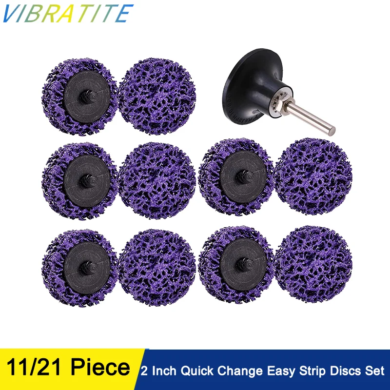 

2 Inch Quick Change Easy Strip Discs Set 11/21 Pcs Paint Stripping Wheel for Drill Die Grinder Attachments for Strips Paint