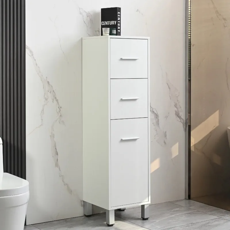 DIY Floor Standing Bathroom Linen Tower Storage Cabinet Lacquered Shelf Removable Knock Down Drawers Dresser Vanity