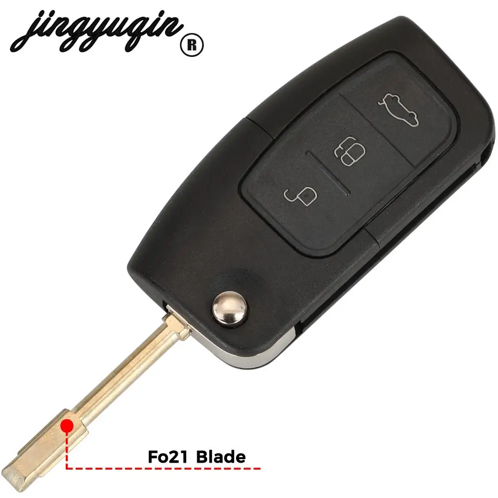 jingyuqin 315/433MHz Flip Remote Key 4D60 4D63 Chip For Ford Eco Sport 2013 - 2017 Focus MK 2 2009 Fob 2/3BNT HU101 FO21 Blade