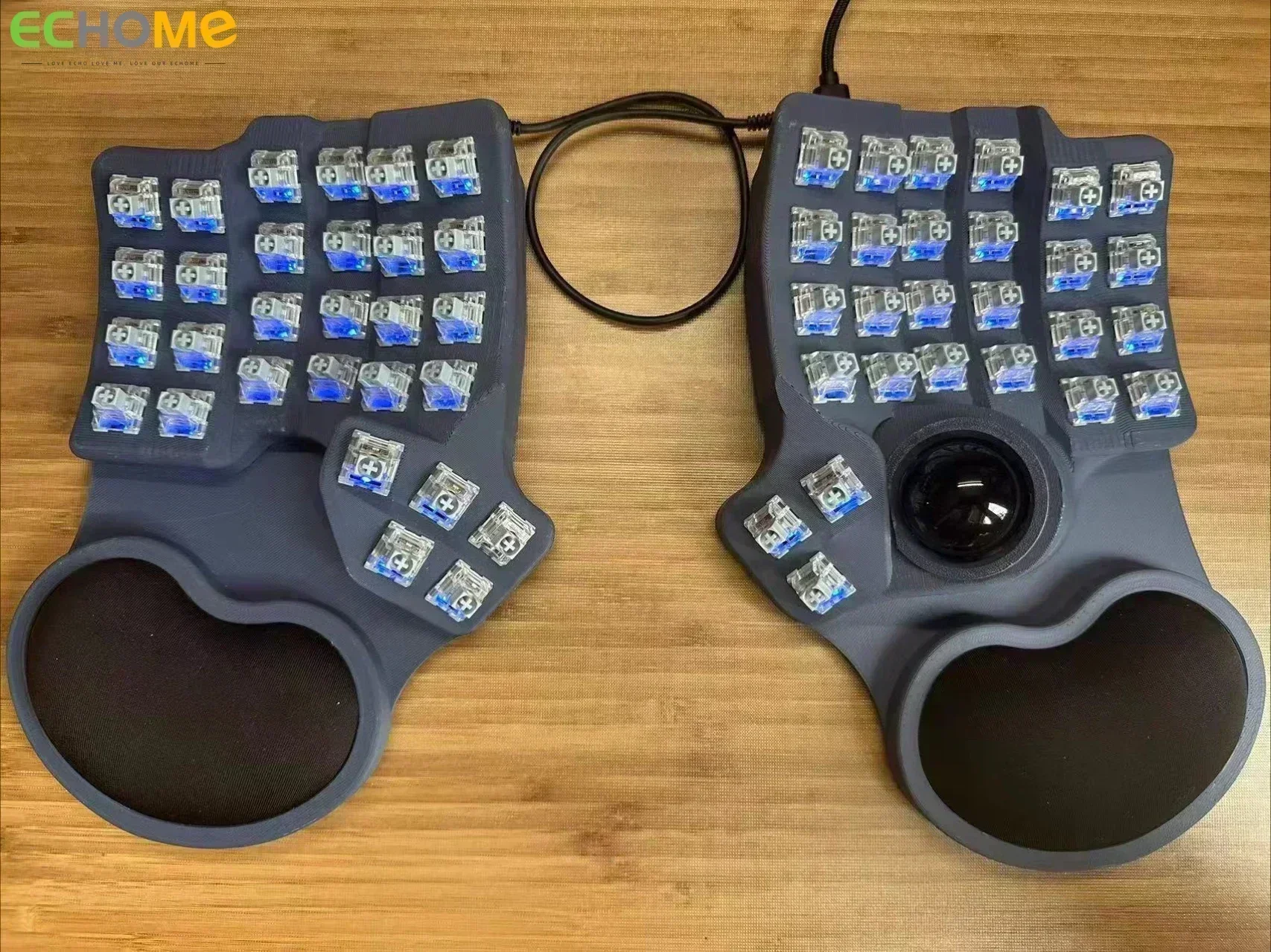 Charybdis Kit Keyboard Mini terpisah, Kustom kabel satu mode RGB Legbog sumbu/34MM bola jejak untuk PWM3360 VIA Keyboard mekanis