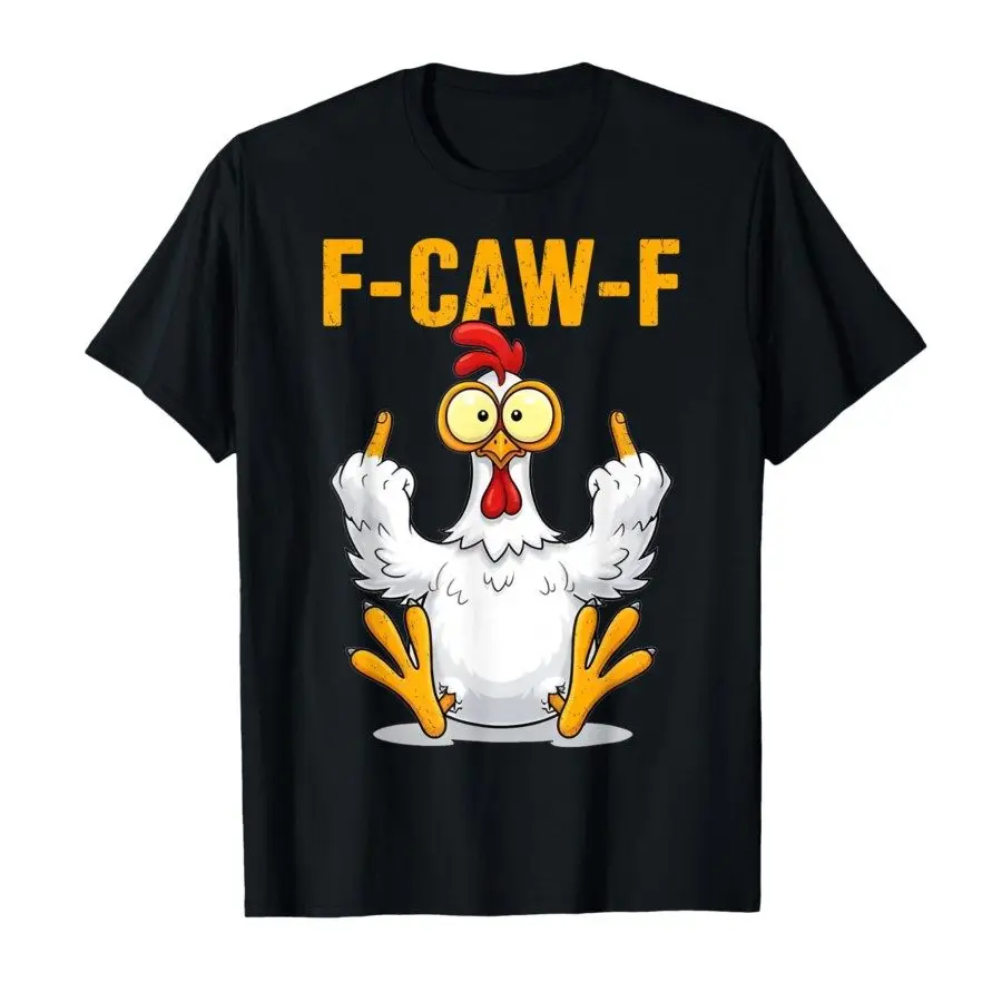 Camiseta de Hombre con Diseño de Pollo F-Caw-F, Estilo Moderno, con un Gallo Grande y Divertido, Ropa Hombre Barata de Poliéster, Ropa Urbana