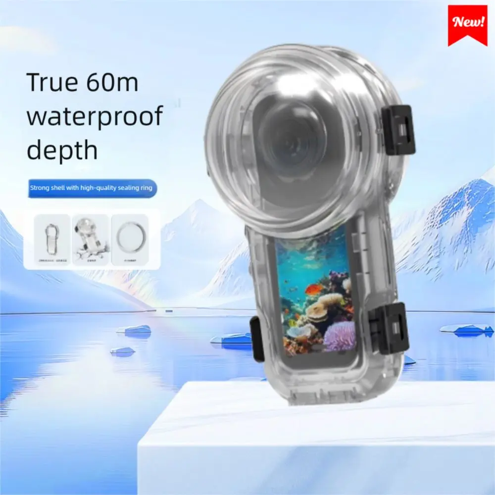 

60M Invisible Dive Case Quick Release Base Style Hard Waterproof Case Clear Protective Housing Cover for Insta360 X5