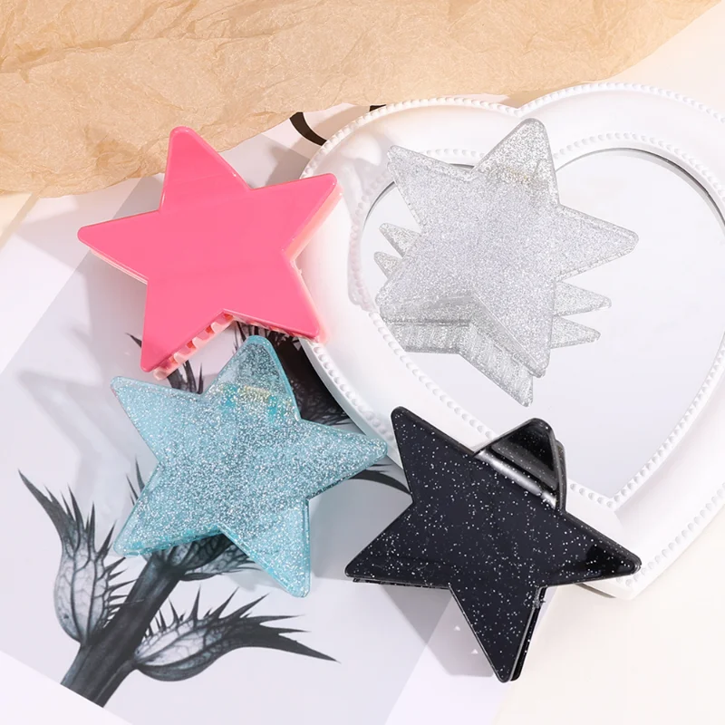 Irregular Shiny Star Hairpin Spring Clip Sweet Cool Super Flash Pentagram Hair Clips for Women Girls Hair Accessories