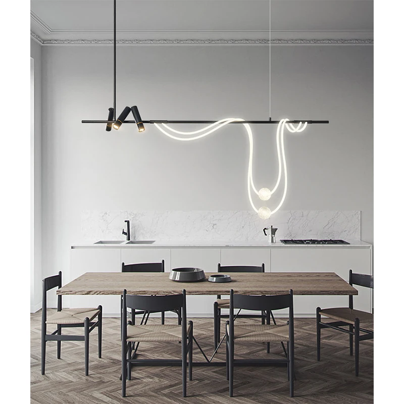 Imagem -05 - Nordic Long Arc Restaurante Lâmpada Lustre Extremamente Simples Refletor Led Bar Desk Light