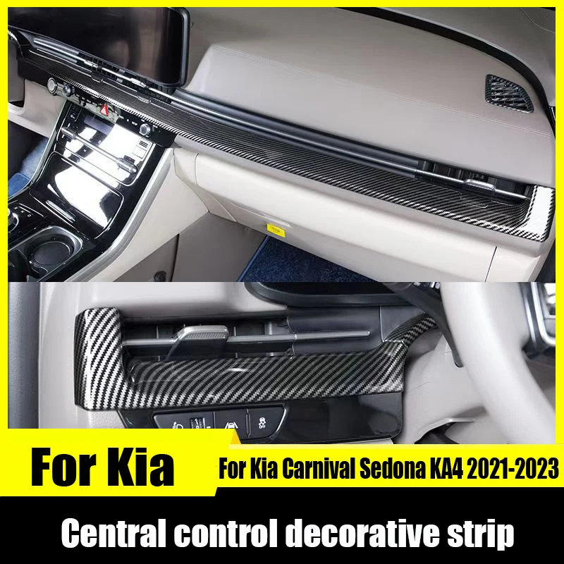 For Kia Carnival Sedona KA4 2021 2022 2023 Left and right center console decorative strips frame sticker interior modification