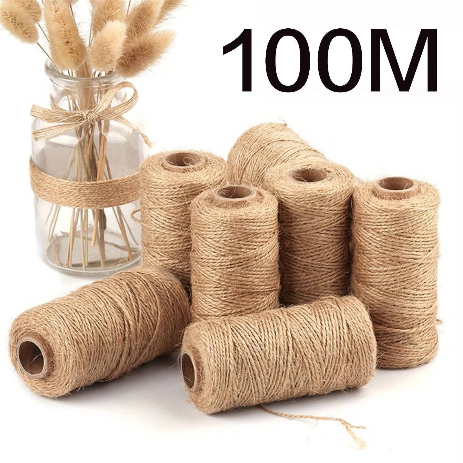 1-10mm Jute Hemp Rope Cord Natural For Home Decor Cat Handmade DIY Coarse Ties Thick House Craft Gift Christmas Wrapping Twine
