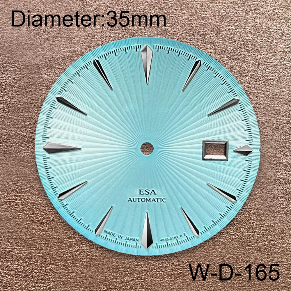 35mm S Logo  Cocktail Dial Suitable For NH35/NH36 Japanese Automatic Movement Vertical Lines Watch Modification Accessories