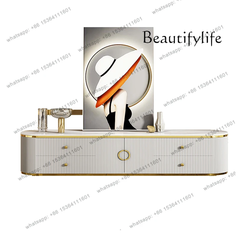 

Television Salon Living Room Furnitur Modern White Tv Cabinet Luxury Legs Gold Stand Drawer Cabinet Home Storage Meuble