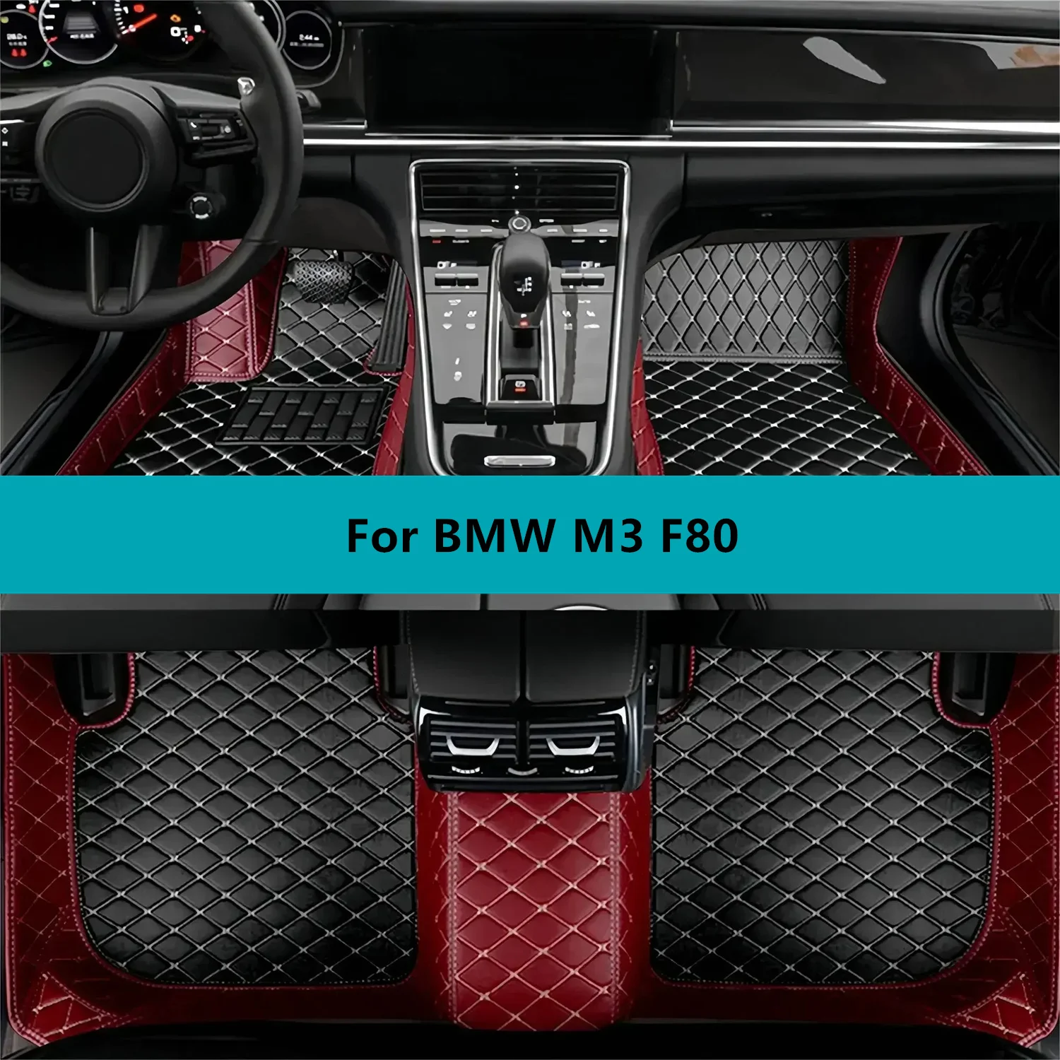 

Car Floor Mats For BMW M3 F80 2014 2015 2016 2017 2018 Full Set Leather All Weather Waterproof Car Floor Mats