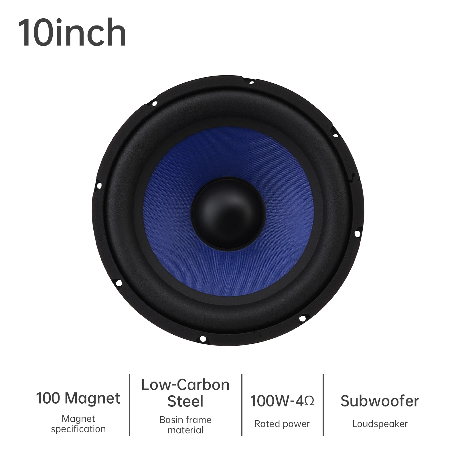 10インチ100w低音スピーカーウーファー広帯域周波数応答カーオーディオステレオスピーカー（カーオーディオ-ホームシアター用）