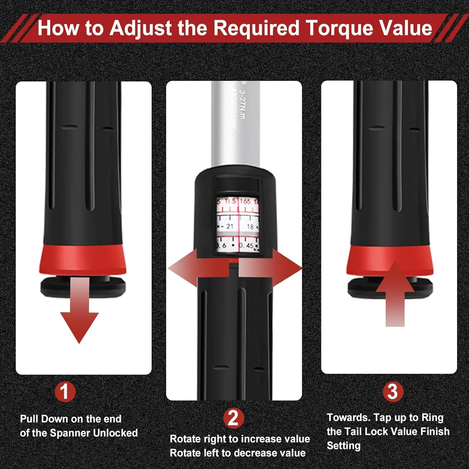 ATsafepro Premium Torque Wrench 1/4 Inch Drive, Window Style Torque Wrench 3-27 Nm with Dual Direction Adjustable